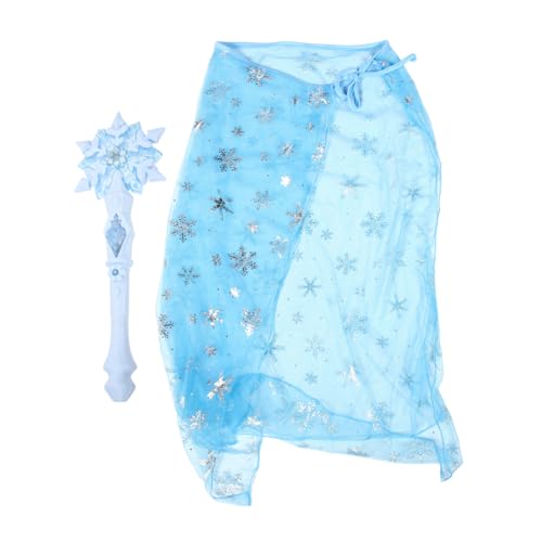 CLISPEED Leuchtender Schneeflocken Zauberstab Teiliges mit Blauem Mädchen Cape Partytaugliches Fee Kostüm Zubehör für Karneval und Cosplay CLISPEED Leuchtender Schneeflocken Zauberstab Teiliges mit Blauem Mädchen Cape Partytaugliches Fee Kostüm Zubehör für Karneval und Cosplay von CLISPEED