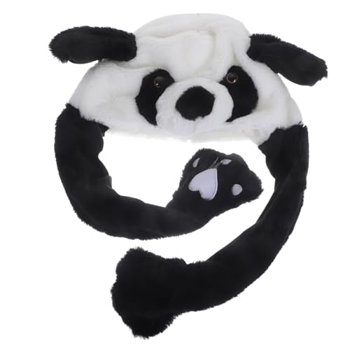 CLISPEED Lustige Panda Plüschmütze mit Beweglichen Ohren Leichte Party Kappe für Karneval Halloween und Cosplay Weiches Tierkostüm Accessoire für Erwachsene von CLISPEED