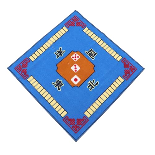 CLISPEED Mahjong Tischmatte Quadratisch Polyester mit Rutschfester Latexunterseite Geräuschreduzierend für Poker Domino Brettspiele Blau von CLISPEED