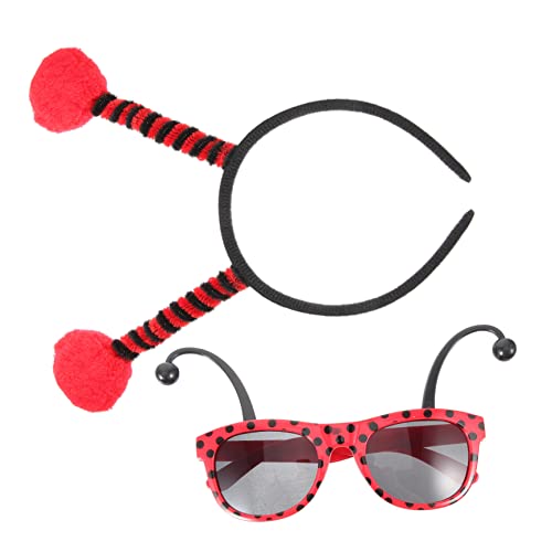 CLISPEED Marienkäfer Ohren Haarband mit Gläsern Plüsch Kostüm Accessoire Cosplay Party Dekoration Flauschiges Kinder Stirnband Kostüm Marienkäfer von CLISPEED