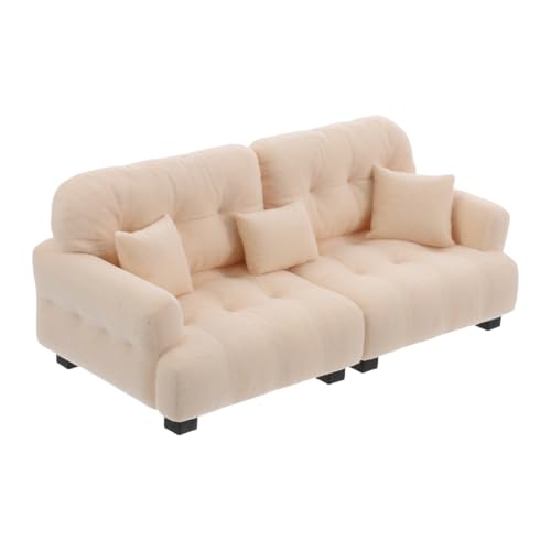CLISPEED Maßstab Plüsch Mini Couch mit Kissen Kleine Wohnzimmereinrichtung Robuste Miniatur Möbel für Puppenhäuser und Spielzubehör von CLISPEED