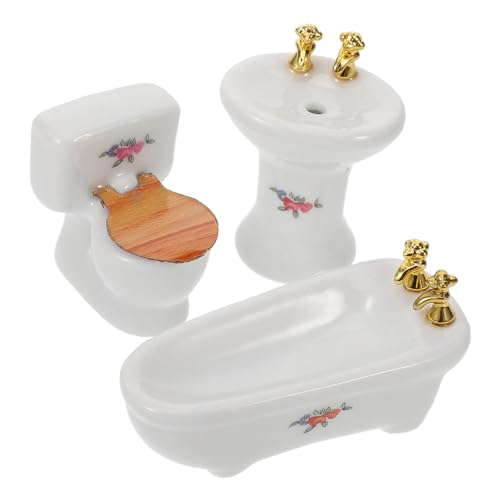 CLISPEED Maßstab Puppenhaus Badewanne Waschbecken Toilette Detailgetreues Mini Shower Modell Dekoratives Badezimmer Zubehör für Puppenhäuser von CLISPEED