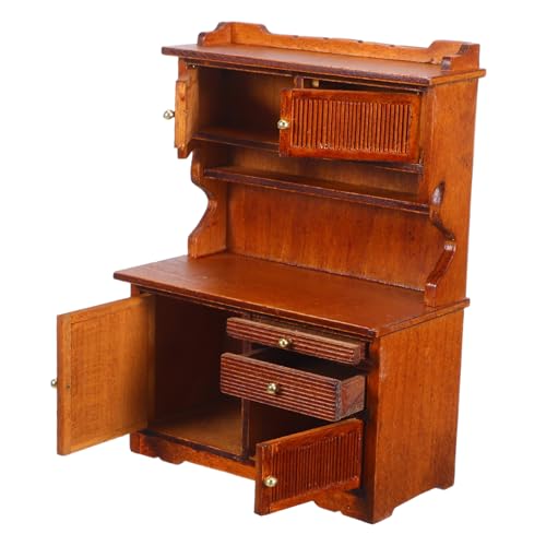 CLISPEED Maßstab Retro Holz Schrank mit Doppeltüren DIY Puppenhaus Möbel Micro Landschaft Dekoration Stabiles Realistisches Design für Langlebiges Spiel und Display von CLISPEED