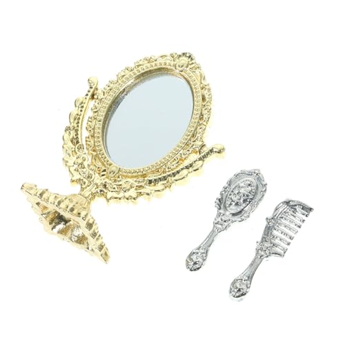 CLISPEED Maßstab Vintage Miniatur Spiegel mit Mini Kämmen Puppenhaus Zubehör für Wohnzimmer Schlafzimmer Bad Dekoration von CLISPEED