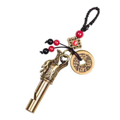 CLISPEED Messing Pfeife Dragon Head Whistle Outdoor Survival Notfallpfeife Schlüsselanhänger Vintage Anhänger Leicht Langlebig von CLISPEED