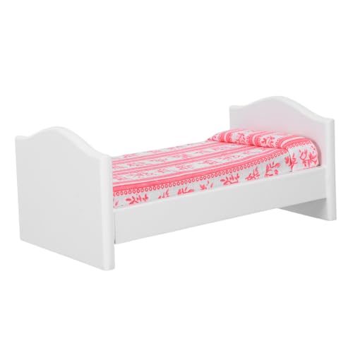 CLISPEED Mini Bett Rot Weiß Gestreift Dekoratives Miniaturbett Für Puppenhaus Schlafzimmer Zubehör Leicht Tragbar Elegant von CLISPEED