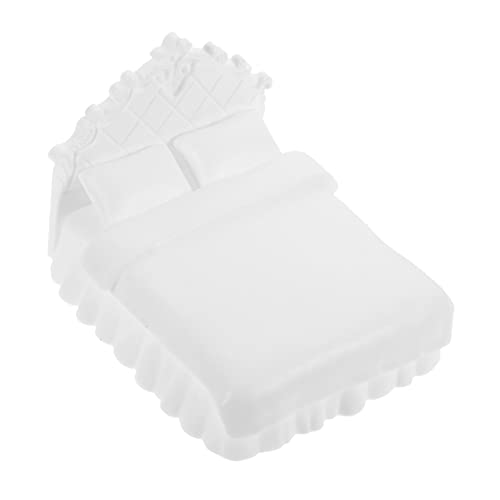CLISPEED Mini -Modellbett Miniature House miniaturhaus Room Decor Miniatures puppenhauszubehör Mini-Puppenbausatz mit Doppelbett Mini Möbelmodelle Puppenhausdekor Miniaturmöbel Plastik von CLISPEED