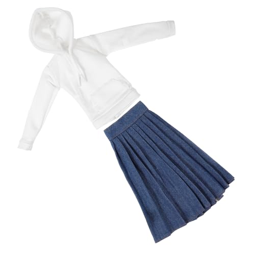 CLISPEED Mini Puppenkleidung Teilig Weißer Hoodie und Blau Weiche Langlebige Stoffqualität Wiederverwendbar Dekoratives Puppen Outfit für Puppen Detailreiche Verarbeitung von CLISPEED