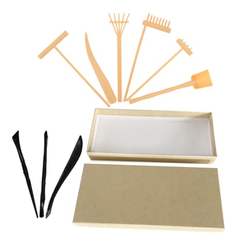 CLISPEED Mini Zen Garten Sand Rechen Set aus Robustem Kunststoff mit Gelben und Schwarzen Rechen für Präzises Sandmuster Kreative Gestaltung und Meditative Entspannung im Mikro von CLISPEED