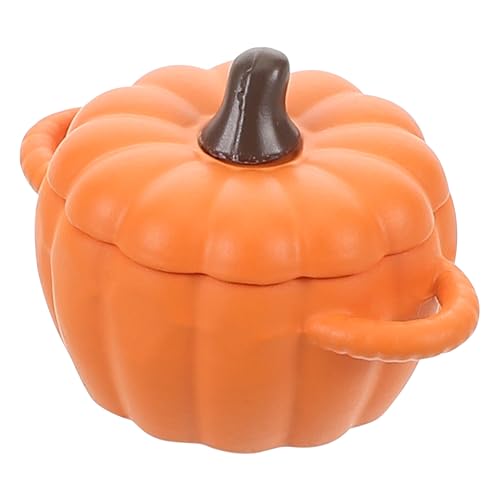 CLISPEED Miniatur Dollhouse Zubehör Mini Simulation Kürbisform Suppentopf und Resin Lebensmittelspielzeug Ornament für Herbstdekoration und Halloween von CLISPEED