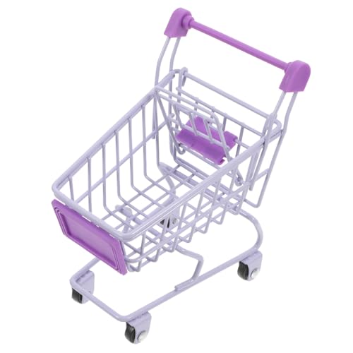 CLISPEED Miniatur Einkaufswagen aus Metall Stabiles Design Kompakt und Robust Dekoratives Puppenhaus als Kleiner Supermarkt Korb für Jungen und Mädchen von CLISPEED