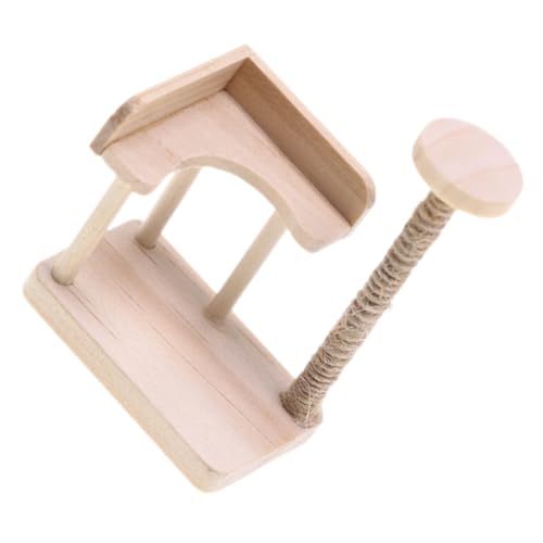 CLISPEED Miniatur Holz Katzen Klettergerüst Miniaturmöbel Puppenhaus für Bjd Puppen Detailreich Naturbelassen Kompakt für Katzen und Puppenhaus Szenen von CLISPEED