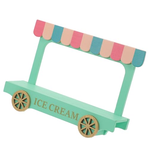 CLISPEED Miniatur Puppenhaus Eiswagen aus Holz Dekorativer Eiscreme Truck Langlebiges Kinderspielzeug Glatte Oberfläche für Puppenhaus Dekoration und Miniatur Szenen von CLISPEED