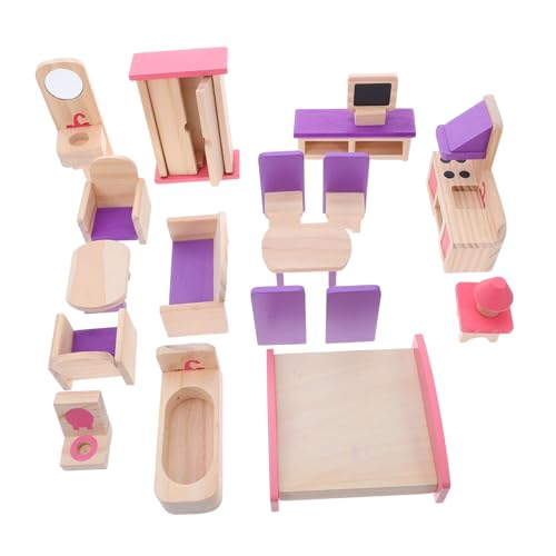 CLISPEED Miniatur Puppenhaus Möbel Set Holz DIY Schlafzimmer Küchen Möbel Kreativ für Rollenspiel Familienspaß und Soziale Fähigkeiten von CLISPEED