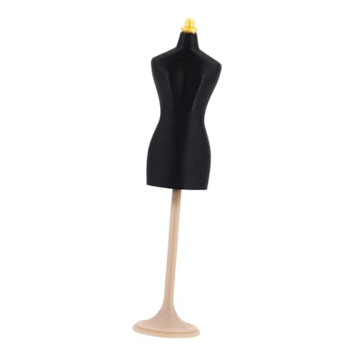 CLISPEED Miniatur Puppenständer Schwarz Stabiler Puppenkleiderhalter mit Standfuß Vielseitig für Puppenkleidung Schmuck und Accessoires Tragbar und Leicht für Puppenhaus Display von CLISPEED