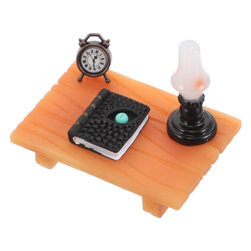 CLISPEED Miniatur Schreibtisch Modell mit Wecker und Lampe DIY Miniatur Möbel für Puppenhaus Dekoration für Enge Räume von CLISPEED