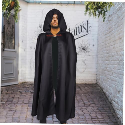 CLISPEED Mittelalterlicher Herren Umhang mit Kapuze Polyester Halloween Vampir Kostüm Piraten Cosplay Robe Lange Verkleidung für Bühne Rollenspiel von CLISPEED
