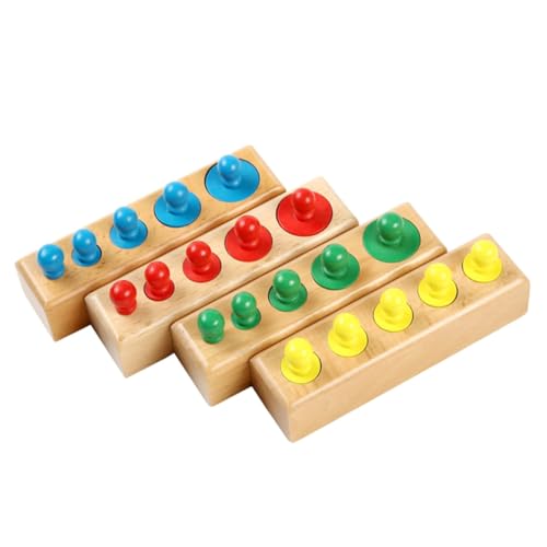CLISPEED Montessori Holz Zylinderblöcke Glatte Oberfläche Fördert Feinmotorik und Koordination Pädagogisches Lernspielzeug für Kleinkinder Ab Jahr Sichere Holzspielsteine von CLISPEED