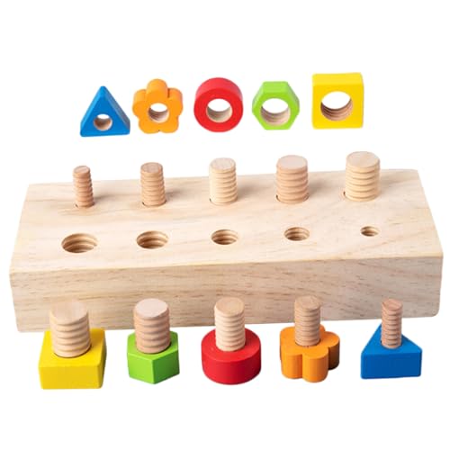 CLISPEED Montessori Holzspielzeug Formensortierer Bunte Formenblöcke Pädagogisch Sicher Fördert Farberkennung Feinmotorik für Kleinkinder Jungen Mädchen von CLISPEED