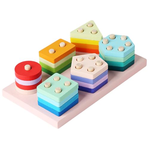 CLISPEED Montessori Holzspielzeug Geometrische Formen Sortierpuzzle für Ab Jahren zur Feinmotorik Hand Koordination und Farberkennung von CLISPEED