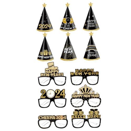 CLISPEED Neujahrs Partybrillen und Hüte Teilig Schwarz Gold Papier Brillenrahmen Bunte Foto Requisiten für Geburtstagsfeier Silvester CLISPEED Neujahrs Partybrillen und Hüte Teilig Schwarz Gold Papier Brillenrahmen Bunte Foto Requisiten für Geburtstagsfeier Silvester von CLISPEED