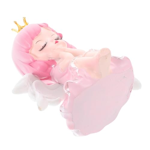 CLISPEED Niedlicher Engel Mädchen Tortendeko Miniatur Kuchen Deko für Geburtstag Shower Party Rosa Harz Cake Topper Mädchen Dekoration von CLISPEED