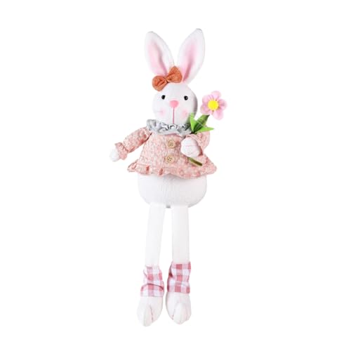 CLISPEED Plüsch Hase Osterdekoration Kuscheltier Langbeiniger Sitzender Bunny Deko für Tisch Sofa Fenster Kinderzimmer Rosa Osterfest von CLISPEED