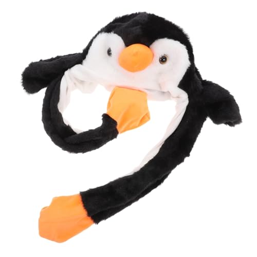 CLISPEED Plüsch Pinguin Mütze mit Beweglichen Ohren Wärmende Tierkostüm Kopfbedeckung für Karneval Party Cosplay Leichte Weiche Wintermütze für Erwachsene und Jugendliche von CLISPEED