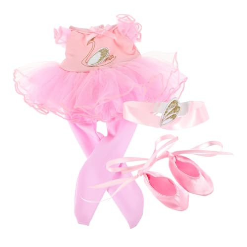 CLISPEED Puppen Ballettkleid mit Tanzrock Ballettschuhen und Haarband Babypuppenkleidung für Tanzaufführungen Partys und Rollenspiele Vielseitiges Ballerina Outfit für Mädchen von CLISPEED