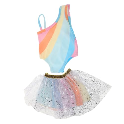 CLISPEED Puppen Tüllrock mit Pailletten Bunter Regenbogen Tutu Rock für Mädchen Puppen Weicher Formbeständiger für Tanz Geburtstag und Modespiele von CLISPEED