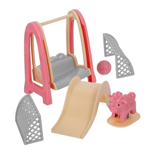 CLISPEED Puppenhaus Spielplatz mit Schaukel Rutsche Holzpferd und Fußballtor Miniatur für Puppenhausdekoration Robustes Kratzfestes Zubehör für Kinderzimmer und Puppenstube von CLISPEED