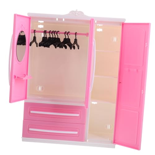CLISPEED -Puppenschrank Puppengarderobezubehör Möbel für Puppenschränke Kleidungsorganisator für Puppen Mini-Kleiderbügel Schrank für Puppenmöbel Kleiderständer für Puppe Plastik von CLISPEED