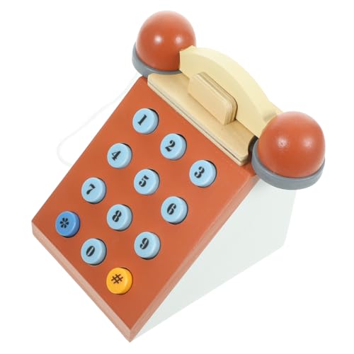 CLISPEED Retro Telefon aus Holz Kleines Vintage Telefon Lernspielzeug für Zahlenverständnis Hand Auge Koordination Interaktives Rollenspiel Pädagogisches für Vorschulkinder von CLISPEED