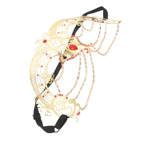 CLISPEED Rhinestone Tassel Halbes Gesicht Maske mit Fransen und Kettenverzierung Leichtes Halloween Cosplay Karneval Kostüm Accessoire für Frauen von CLISPEED