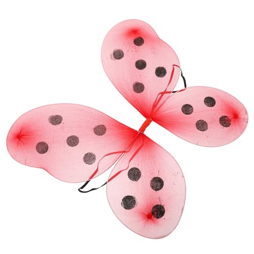 CLISPEED Rotes Ladybug Flügel Kostüm Prop mit Goldglitzer für Mädchen Cosplay Flügel für Halloween Karneval Bühnenauftritt und Faschingsparty von CLISPEED
