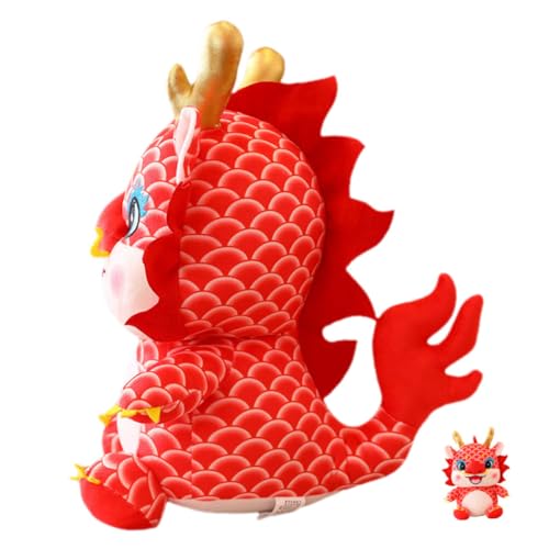 CLISPEED Rotes Plüschtier Drache Stofftier Kuscheltier Jahr des Drachen Glücksbringer Chinesisches Neujahrs Maskottchen für Freunde und Familien Dekoration von CLISPEED