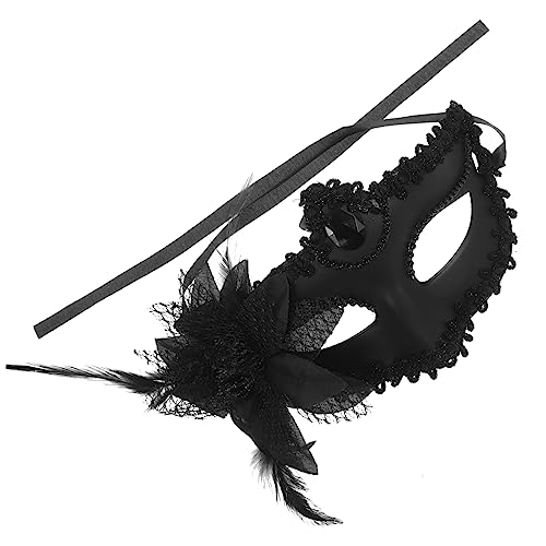 CLISPEED Schwarze Spitzen Halbgesichtsmaske aus Spitze Leichte Venezianische Masquerade Maske Stilvolles Halloween und Karneval Accessoire für Damen bei Kostüm und Ballpartys von CLISPEED