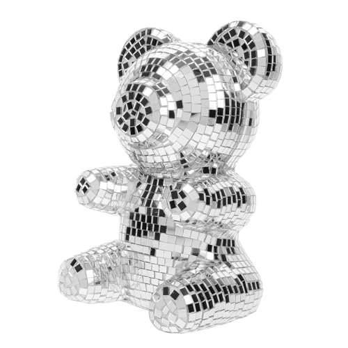 CLISPEED Spiegelnde Disco Bär Skulptur Lichteffekt Dekoration für Partys Hochzeit Valentinstag Indoor Desktop Ornament Silber Klein CLISPEED Spiegelnde Disco Bär Skulptur Lichteffekt Dekoration für Partys Hochzeit Valentinstag Indoor Desktop Ornament Silber Klein von CLISPEED