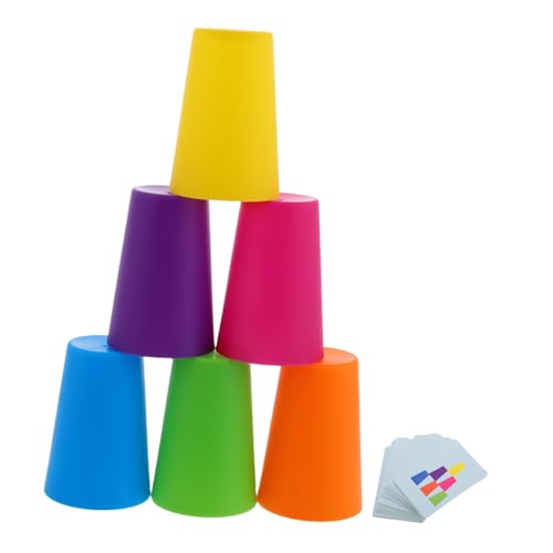 CLISPEED Stackbecher Spiel mit Fragekarten für Outdoor Eltern Junge Mädchen Interaktion Fördert Konzentration Kognitive Fähigkeiten Geschicklichkeitsspiel Wettbewerbsspiele von CLISPEED