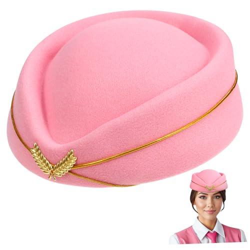 CLISPEED Stewardess Cosplay Hut für Damen Pinker Filzhut mit Feinen Details für Kostümpartys Halloween Tanzveranstaltungen und Neujahrsgeschenke Elegante CLISPEED Stewardess Cosplay Hut für Damen Pinker Filzhut mit Feinen Details für Kostümpartys Halloween Tanzveranstaltungen und Neujahrsgeschenke Elegante von CLISPEED