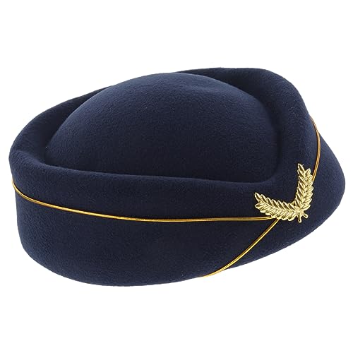 CLISPEED Stewardess-Hut Hut schwarz Hut der Flugbegleiterin Retro Party Besatzung Flugbegleiterhut Air Hostess Hut Hüte Frauen flugbegleiter kostüm Cosplay-Hüte Imitation Monny Navy von CLISPEED