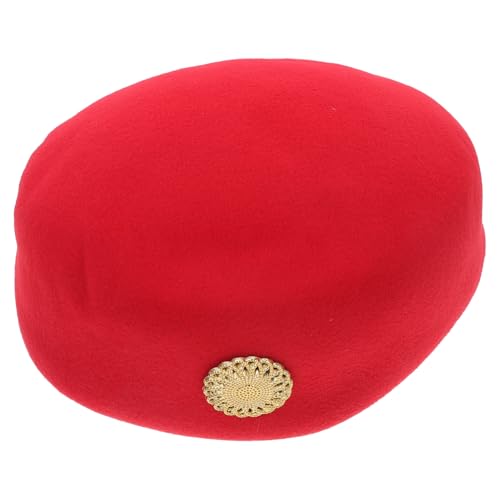 CLISPEED Stewardess Hut Rot Filz Air Hostess Mütze Komfortabel Ergonomisch Damen Kostüm Cosplay Bühnenauftritt Einheitsgröße von CLISPEED