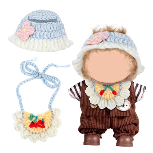 CLISPEED Teiliges Häkelset für Puppen Handgefertigte Mütze und Weiches Halstuch Kompatibel mit Labubu Niedliches Puppenoutfit für Puppenhaus und Sammler von CLISPEED