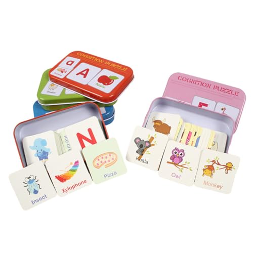 CLISPEED Teiliges Lernspielzeug Pädagogisches Literacy Puzzle aus Metallbox Frühe Kognitive mit Formenerkennungskarten Sicheres Kreatives für Jahre Alte von CLISPEED