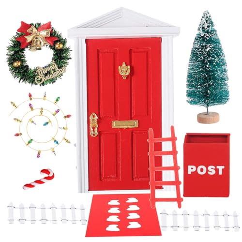 CLISPEED Teiliges Miniatur Puppenhaus Deko Langlebige DIY Weihnachts Elfen Tür Ausstattung Kreative Miniatur Möbel Accessoires Realistisches Puppenhaus Zubehör für Fotorequisiten und Mini von CLISPEED