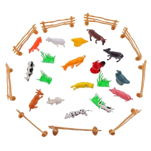 CLISPEED Teiliges Spielset mit Realistischen Bauernhoftieren Zaun und Grasmodellen Kunststoff Figuren für Kreatives Vorstellungskraft und Lernfähigkeit von CLISPEED