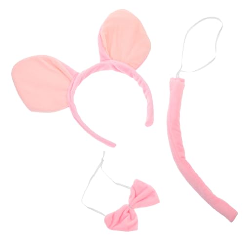 CLISPEED Tier Stirnband Set Schwein Ohren Haarreif und Fliege Leichtes Bequemes Cosplay Zubehör für Halloween Karneval Party Kreative Kostüm Requisite für Geburtstagsfeier und Rollenspiel von CLISPEED