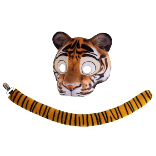 CLISPEED Tiger Kostüm Set Damen und Herren Leichtes EVA Tier Maske mit Elastischem Band Atmungsaktiv und Komfortabel für Halloween Karneval und Cosplay Partys CLISPEED Tiger Kostüm Set Damen und Herren Leichtes EVA Tier Maske mit Elastischem Band Atmungsaktiv und Komfortabel für Halloween Karneval und Cosplay Partys von CLISPEED