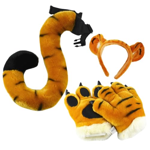 CLISPEED Tiger Kostüm Zubehör Set für Frauen mit Ohren Haarreif und Plüsch Pfotenhandschuhen Niedliches Teiliges Cosplay Accessoire für Halloween Karneval Kostümparty und Rollenspiele CLISPEED Tiger Kostüm Zubehör Set für Frauen mit Ohren Haarreif und Plüsch Pfotenhandschuhen Niedliches Teiliges Cosplay Accessoire für Halloween Karneval Kostümparty und Rollenspiele von CLISPEED