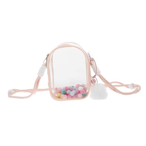 CLISPEED Transparente Puppen Aufbewahrungstasche mit Tragegurt Einstellbare Mini Figuren Vitrine Staubdichtes Displaycase Strapazierfähiges Material Klare Sicht für Sammler Rosa von CLISPEED